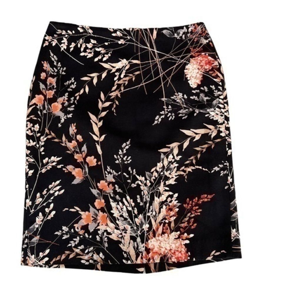 Talbots black floral cotton blend Pencil skirt size 2P